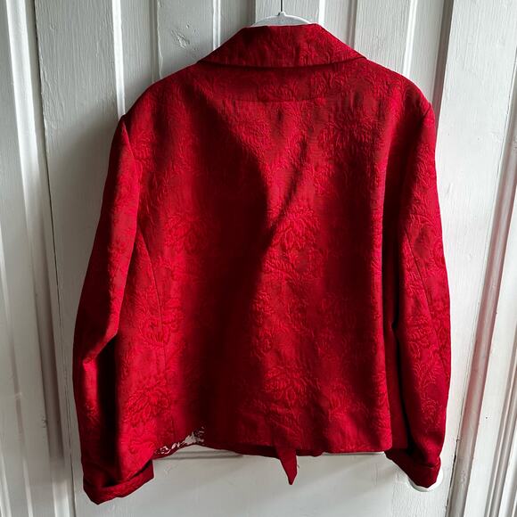 Talbots Brocade Double Breasted Jacket Red - Picture 8 of 8